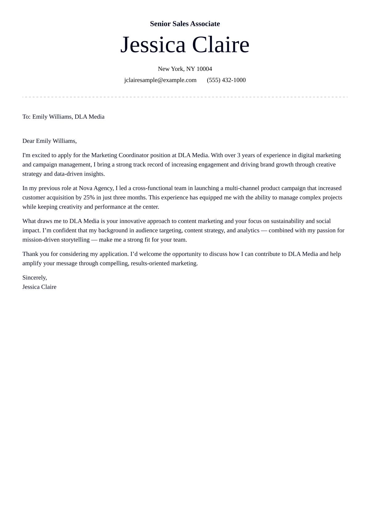 Cover letter template