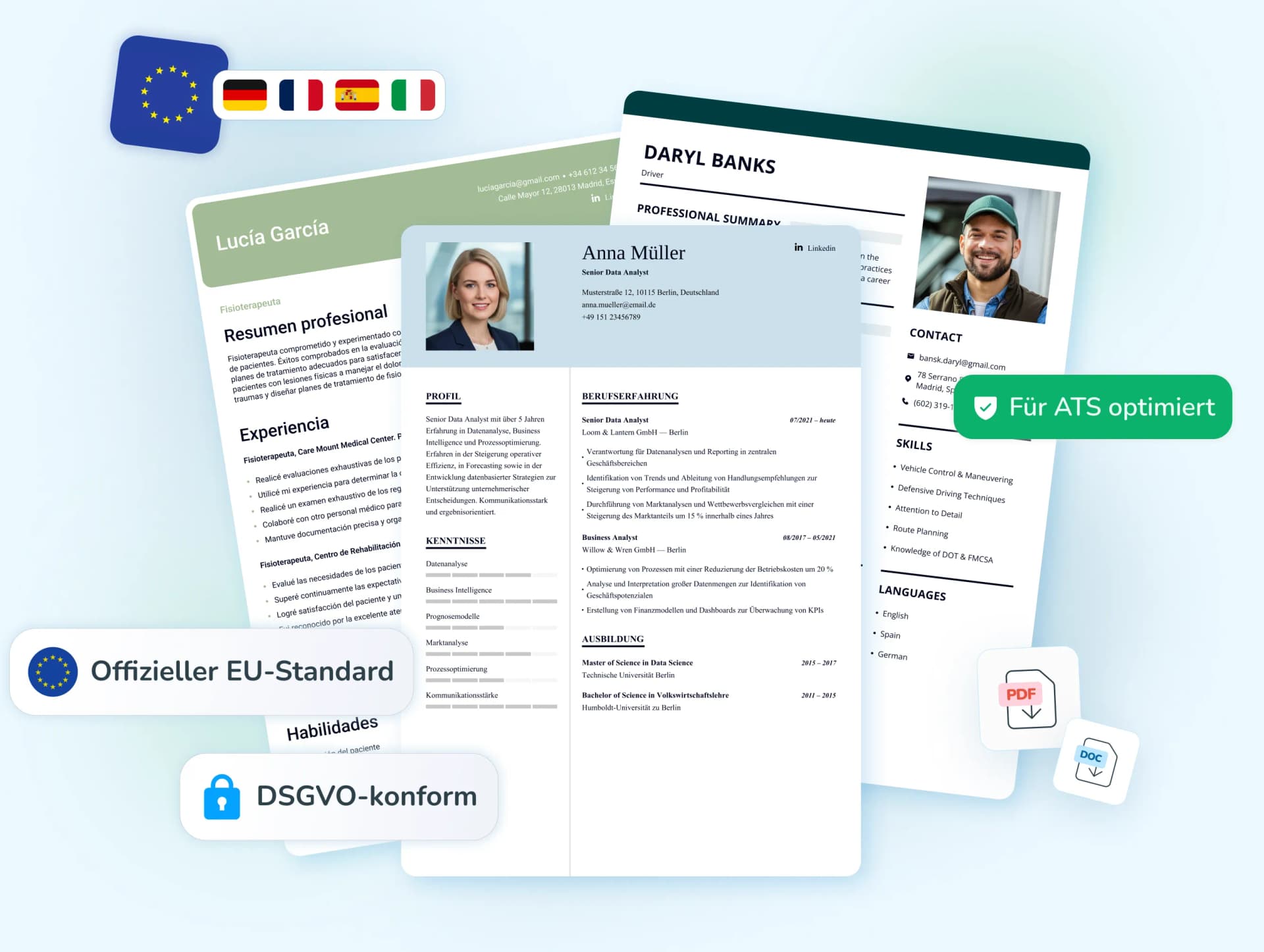 Europass resume template preview