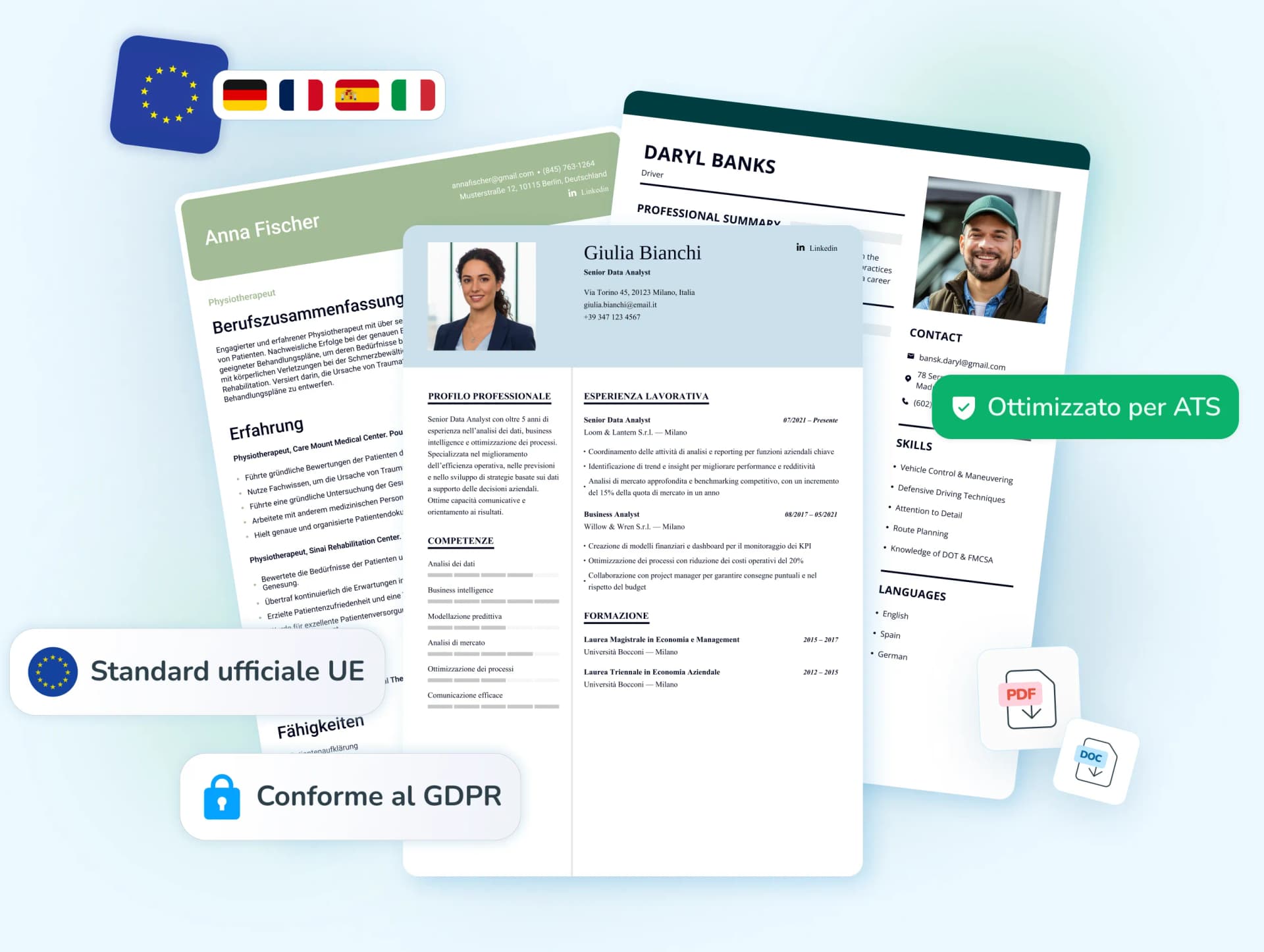 Europass resume template preview