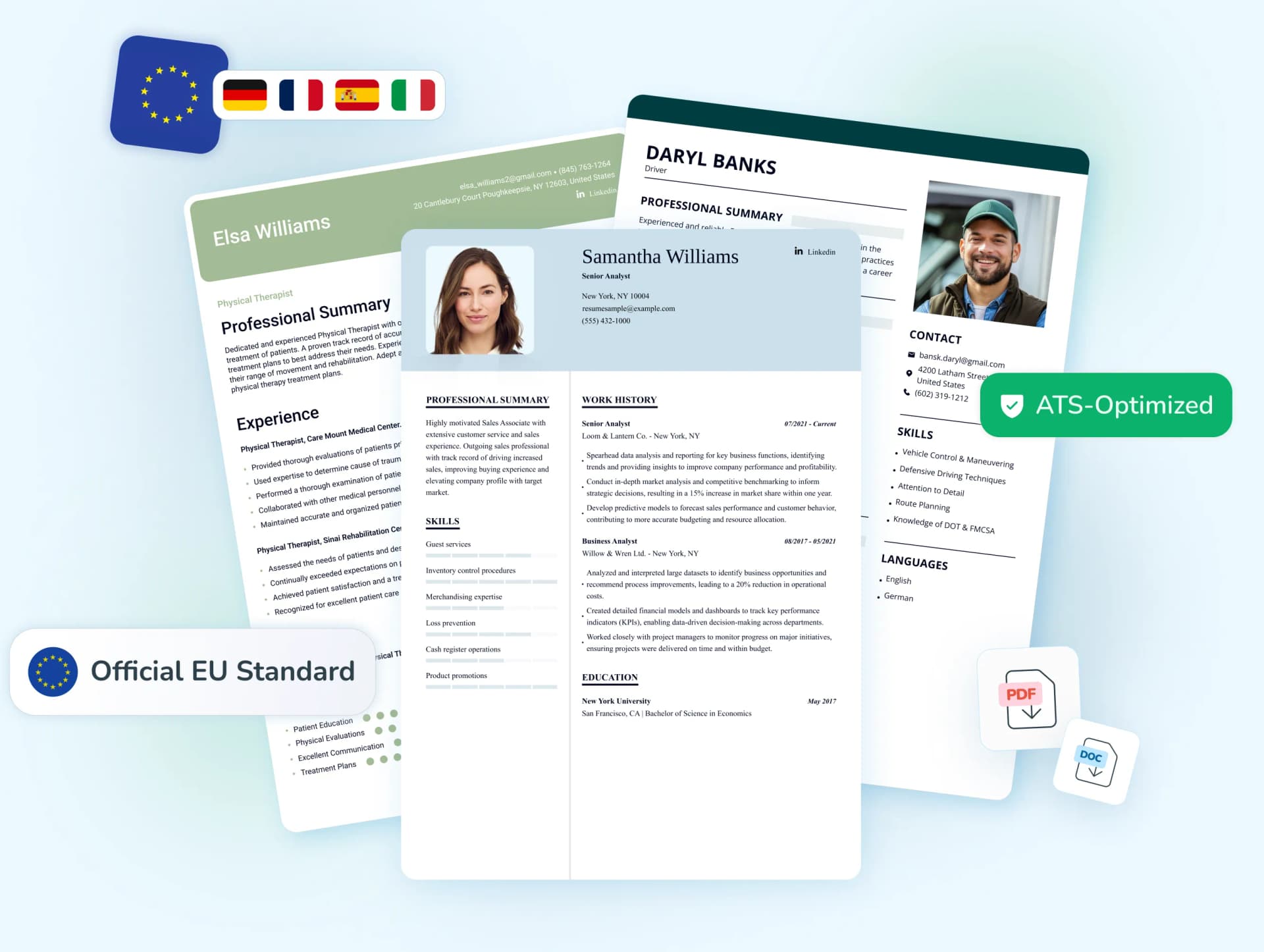 Europass resume template preview
